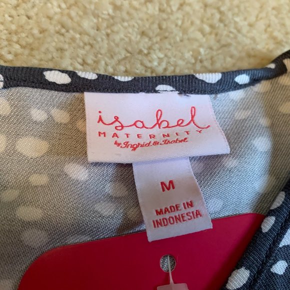 NWT Isabel Maternity by Ingrid & Isabel Blue Polka Dot Midi Tie Dress Size M - Picture 13 of 14